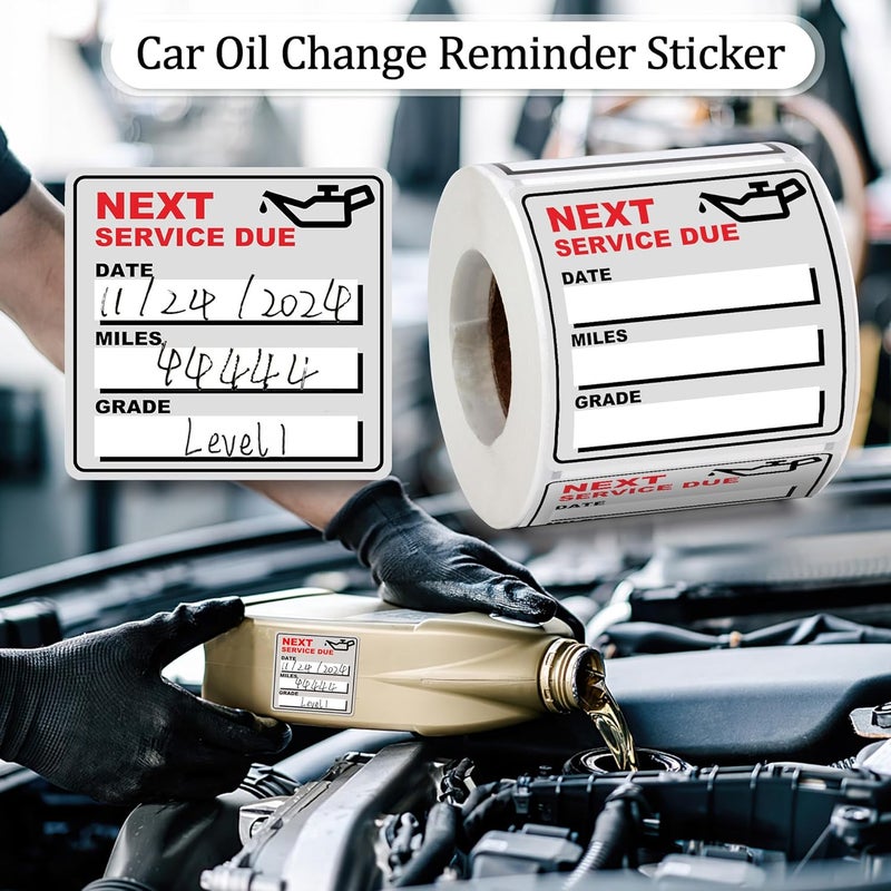 GUEER for Oil Change Stickers Vinyl 300 Pcs 2”x 2” Service Black Stickers, Next Service Due Reminder Sticker Labels, Easy to Write on, Easy to Peel with No Residue (White) - Image 5